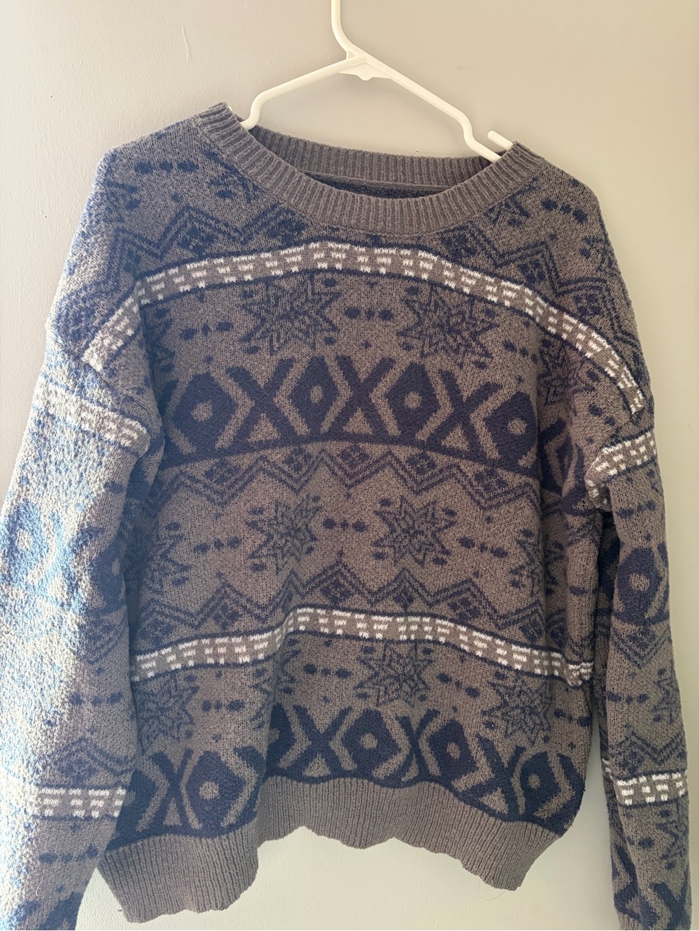 ROMWE Gray & Black Patterned Crewneck Sweater